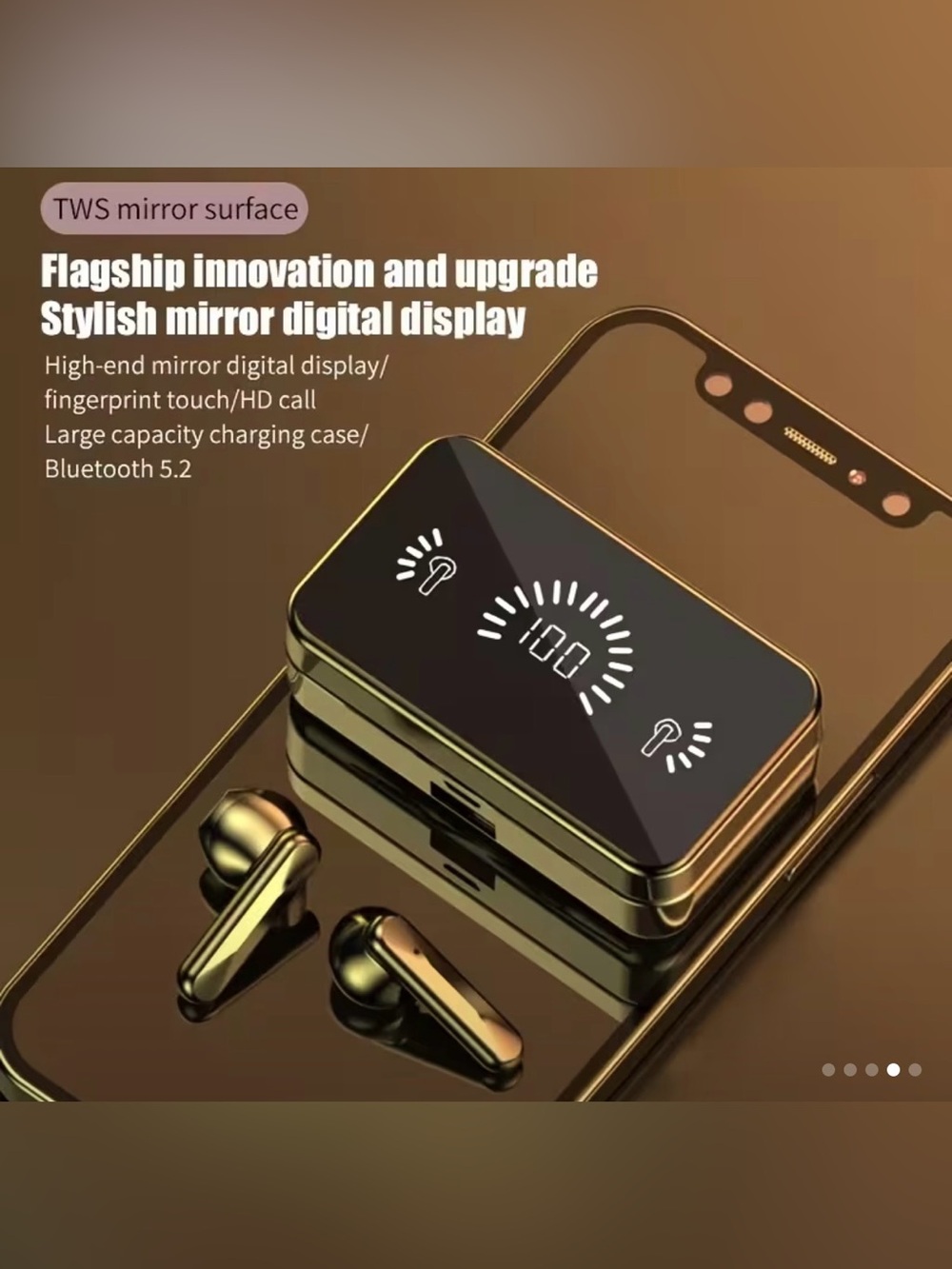 🥳 2 for $15 🥳 Wireless Bluetooth Earbuds Mirror Digital Display Charging Case - Picture 6 of 14
